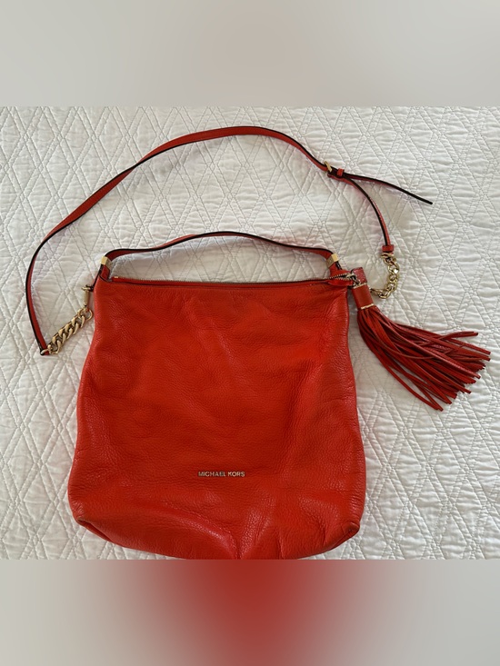 Michael Kors Handbags - Vintage Michael Kors Orange-Red Leather Tassel Shoulder Bag